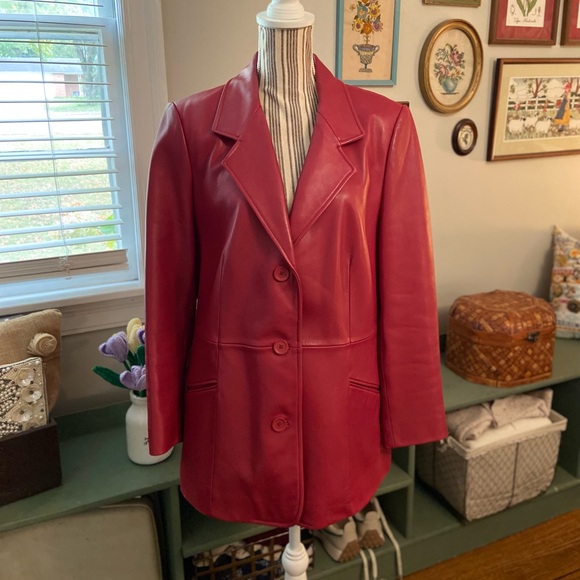 Nordstrom Jackets & Blazers - Nordstrom Women's Red Genuine Leather Blazer